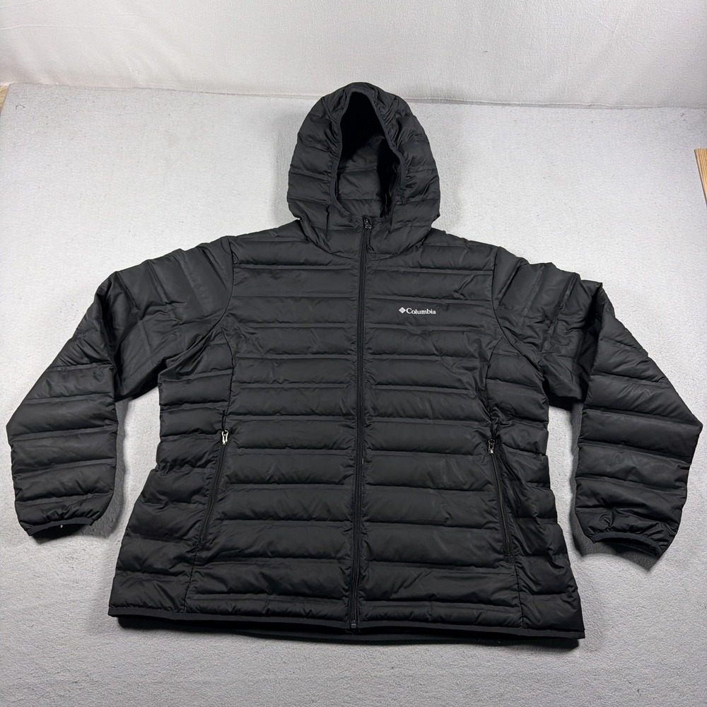 Columbia Jacket Womens 2XL Black 650 Down Puffer Hooded Full Zip Winter Coat
